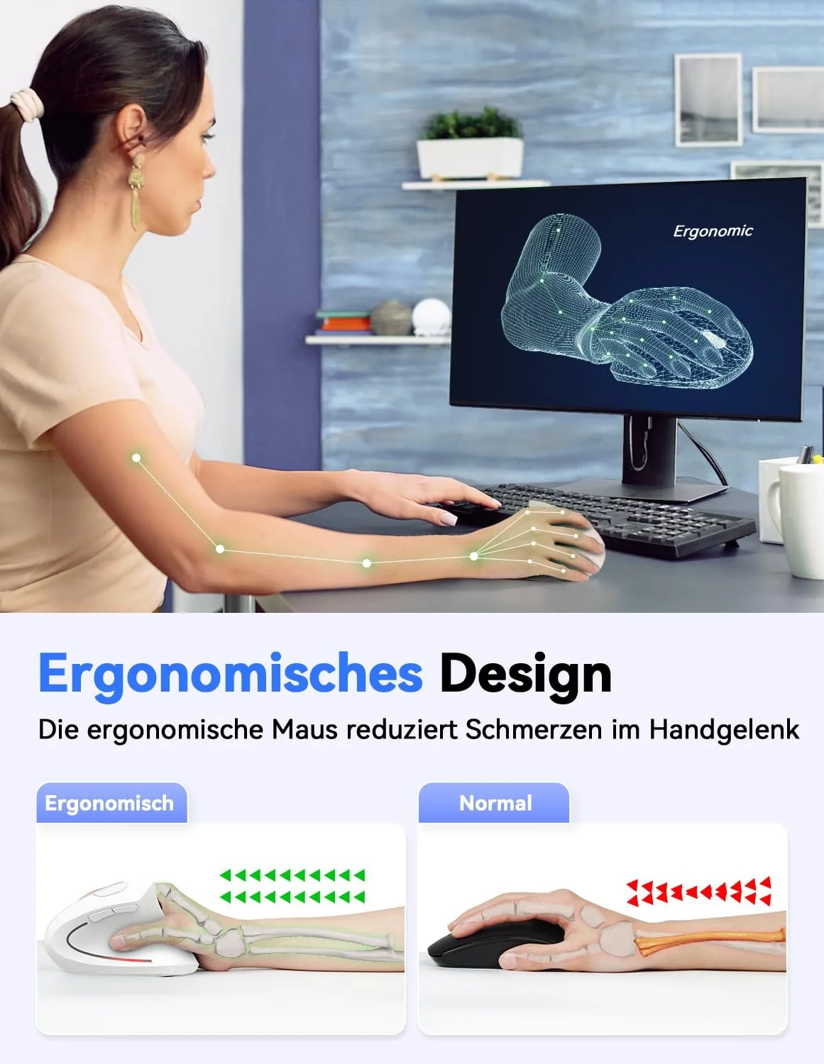 Миша TECKNET Бездротова вертикальна ергономічна 4800 DPI 5 кнопок, фото №3