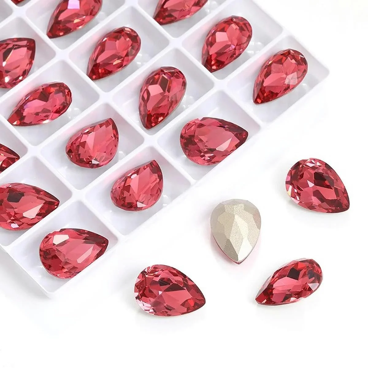 Стрази Рожеві 7 x 10 мм, 72 шт, фото №1