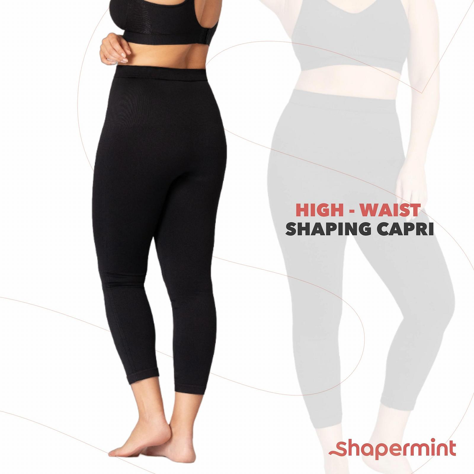 Леггинсы Capri SHAPERMINT с высокой посадкой, корректирующие, 7/8, черные, женские (от маленького до большого размера), фото №3