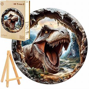 Дерев'яний 3D-пазл T-Rex Dinosaur 300 елементів Дерев'яна коробка Міні-мольберт - Фото 1