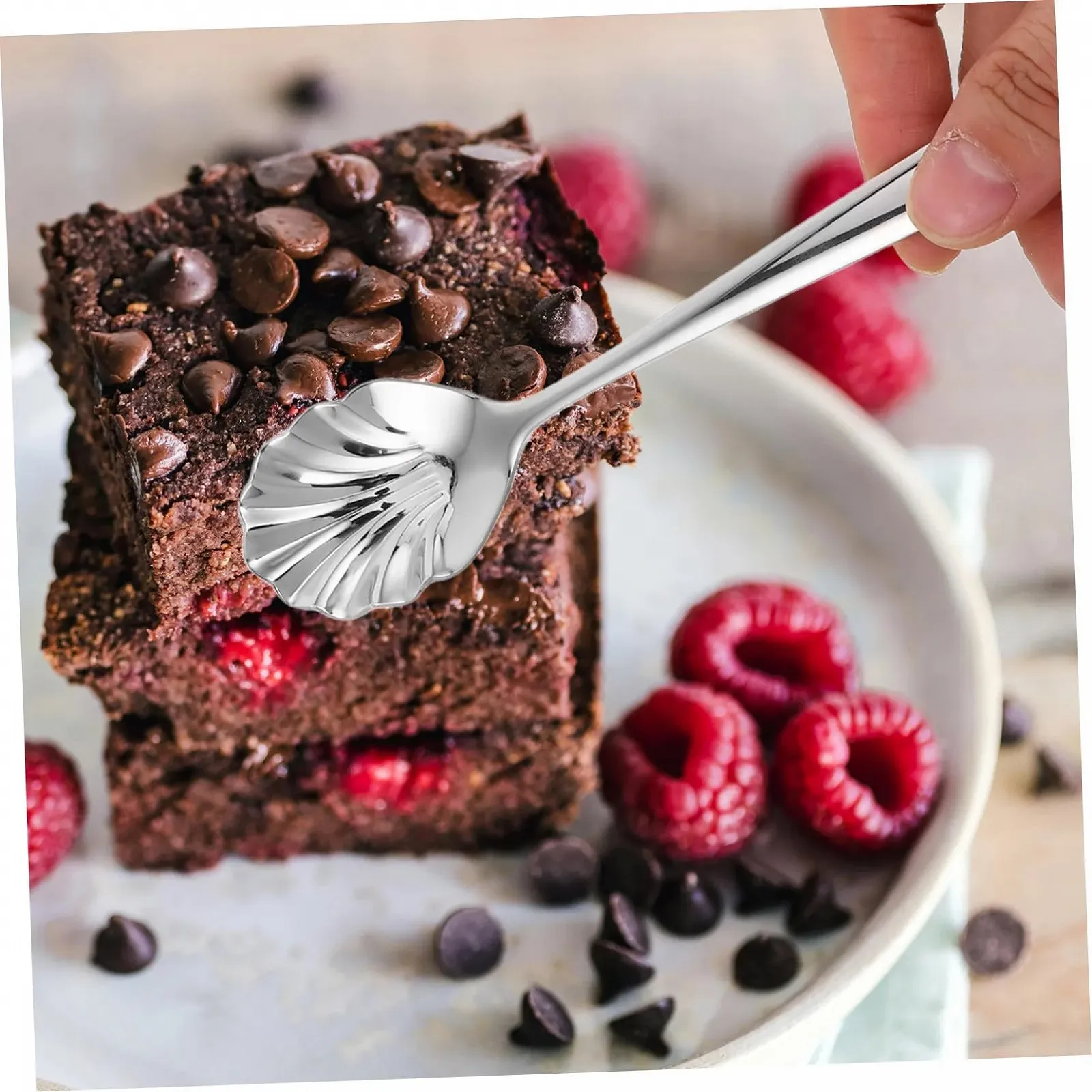 Набор из 6 кофейных десертных ложек Shell Cream Scallop Shape Маленькая декоративная ложка для кофе Винтажная кофейная ложка Суповая ложка Кофейная ложка Ложка для сладостей, фото №5