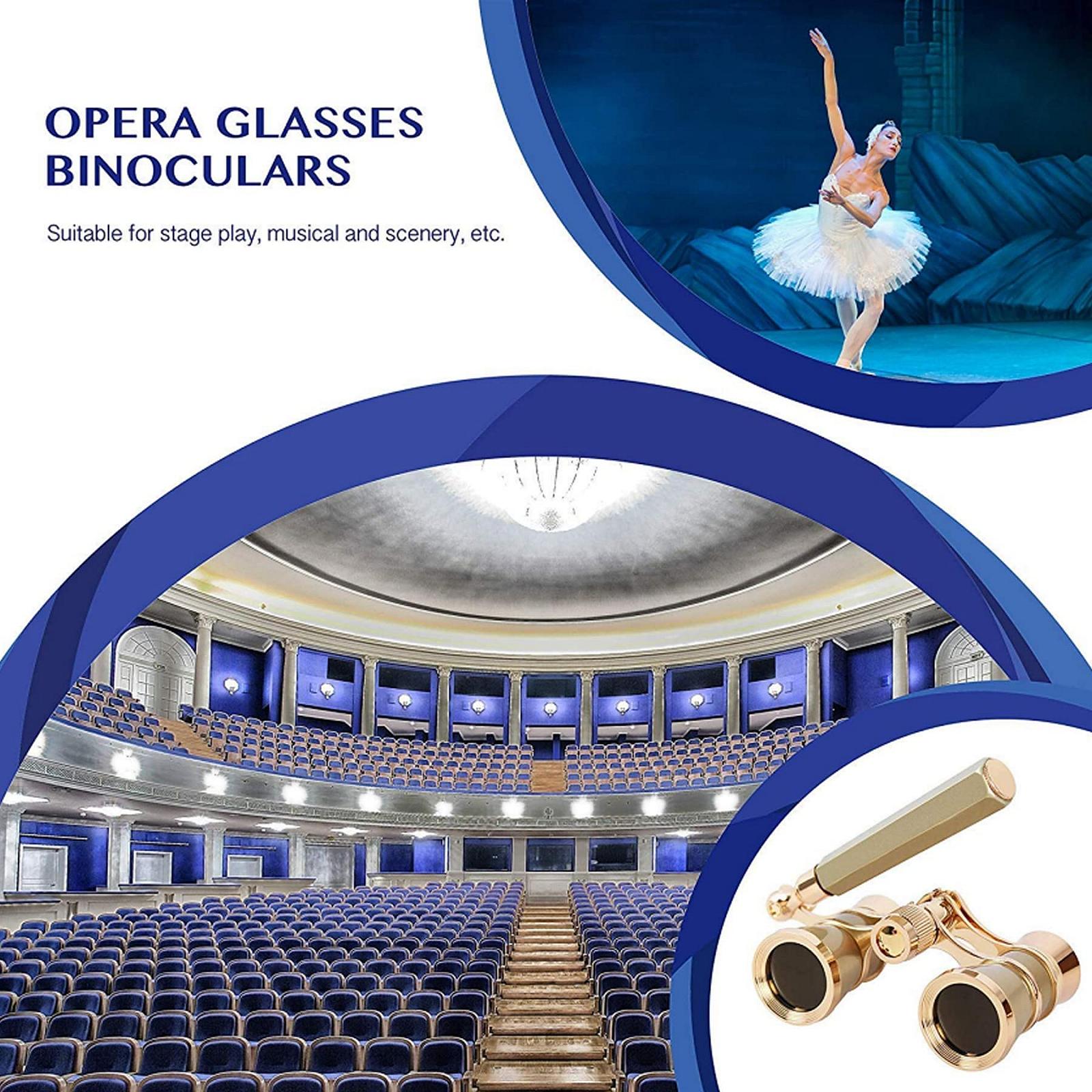 Бінокль Aroncent 3 x 25 Компактний бінокль з ручкою Металевий бінокль для жінок для пішого туризму, огляду визначних пам'яток, театру, золотий, фото №5