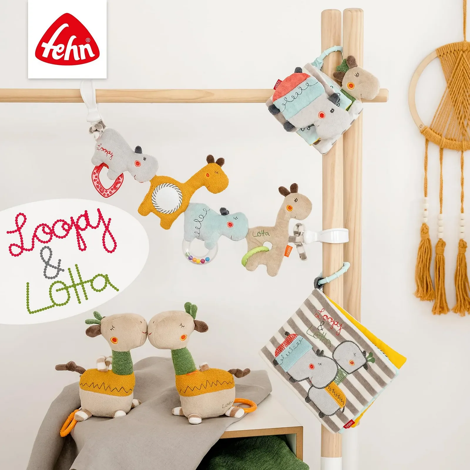 Підвіска для коляски Fehn Loopy and Lotta, з підвісними фігурками, іграшка для немовлят, фото №6