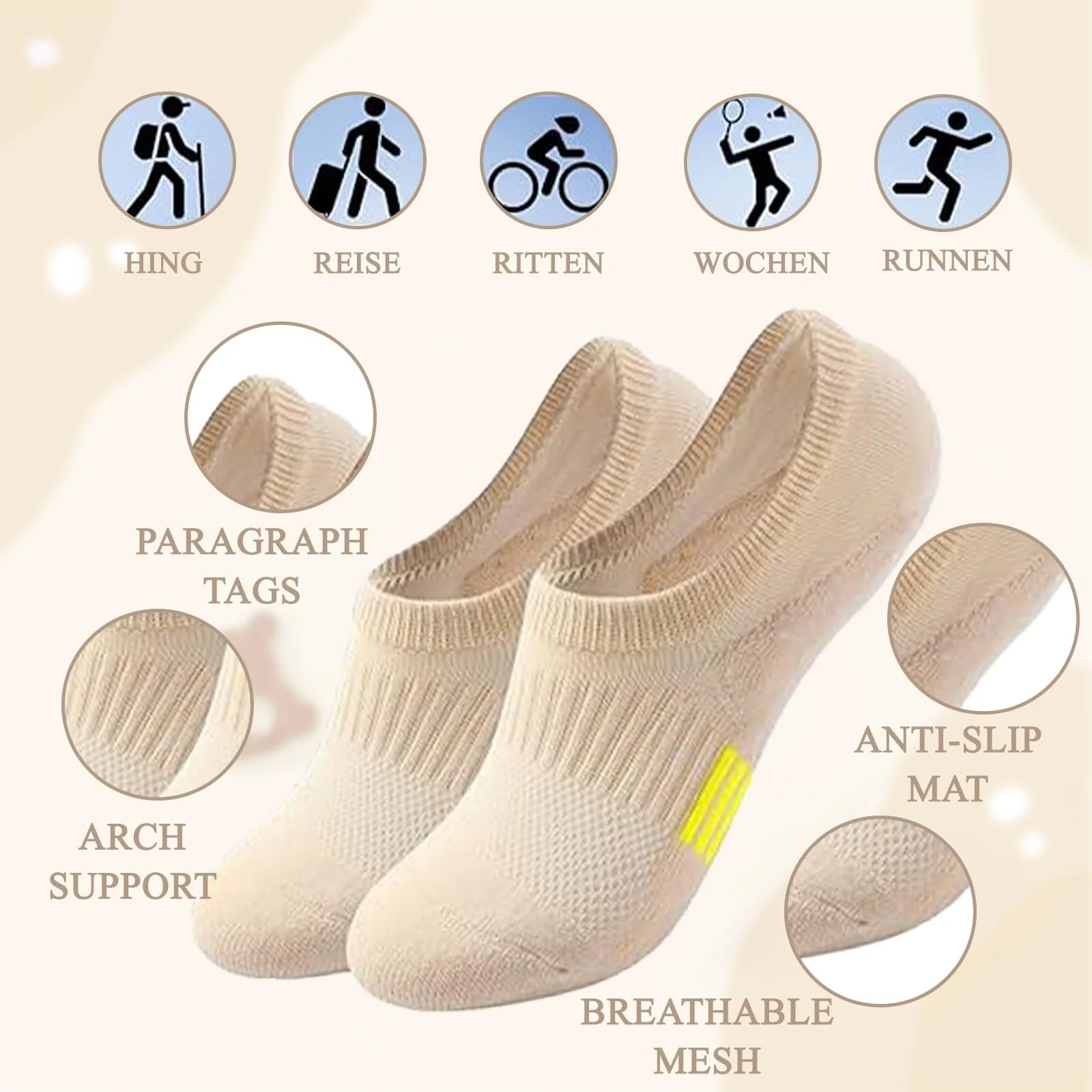 Шкарпетки Спортивні Без Назви Короткі Багатокольорові, 6 пар, фото №2