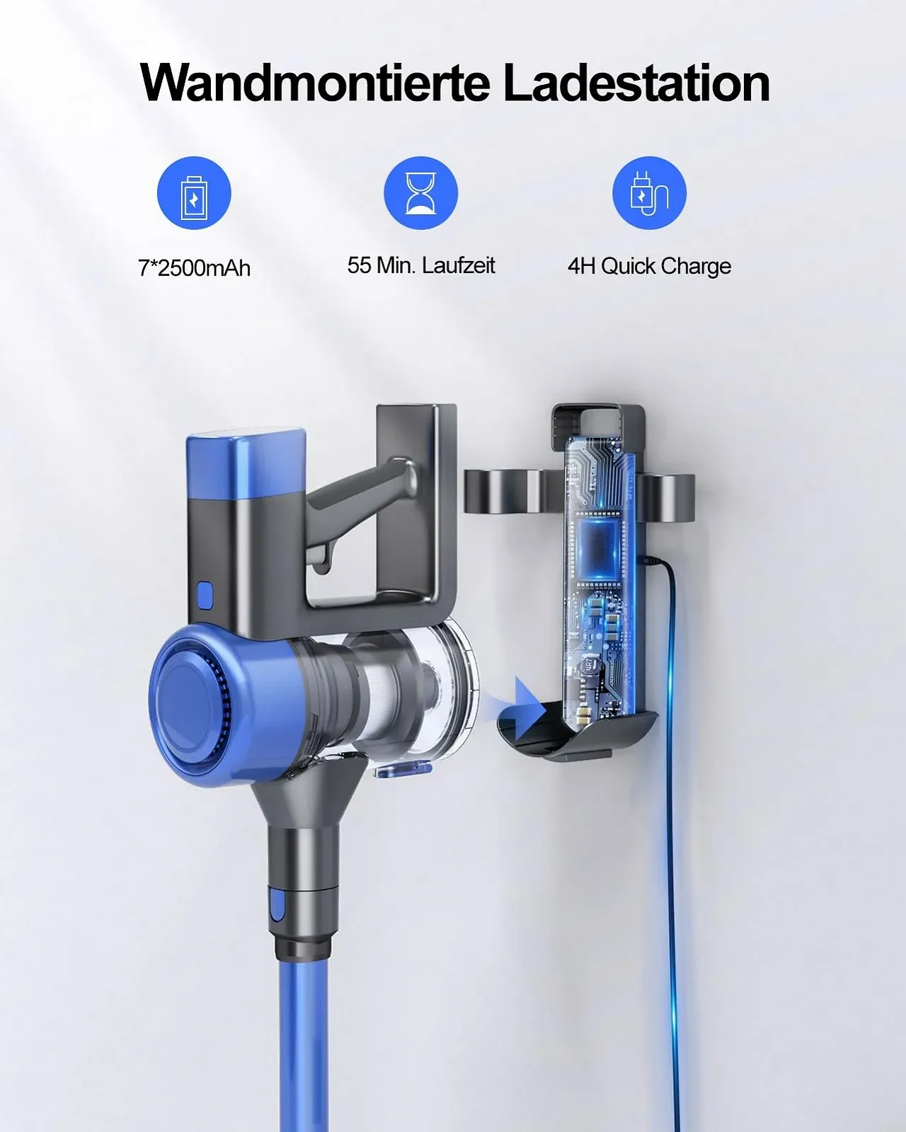 Аккумуляторный пылесос VC50 450 Вт 38000 Па LED сенсорный экран, фото №3