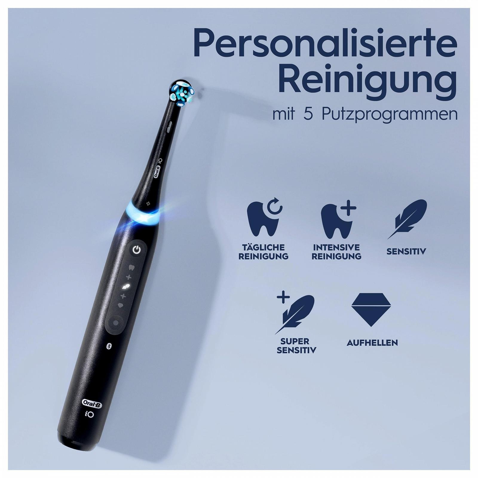Зубная щетка электрическая Oral-B iO Series 5 Plus Edition, Twin Pack, 2 сменные насадки, 5 режимов чистки, чехол, черно-белая, фото №4