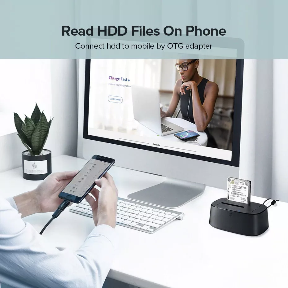 Универсальная двойная док-станция Ugreen CM198 для SATA 2.5 "/3.5" SSD HDD до 24 ТБ 2 x 12, фото №7