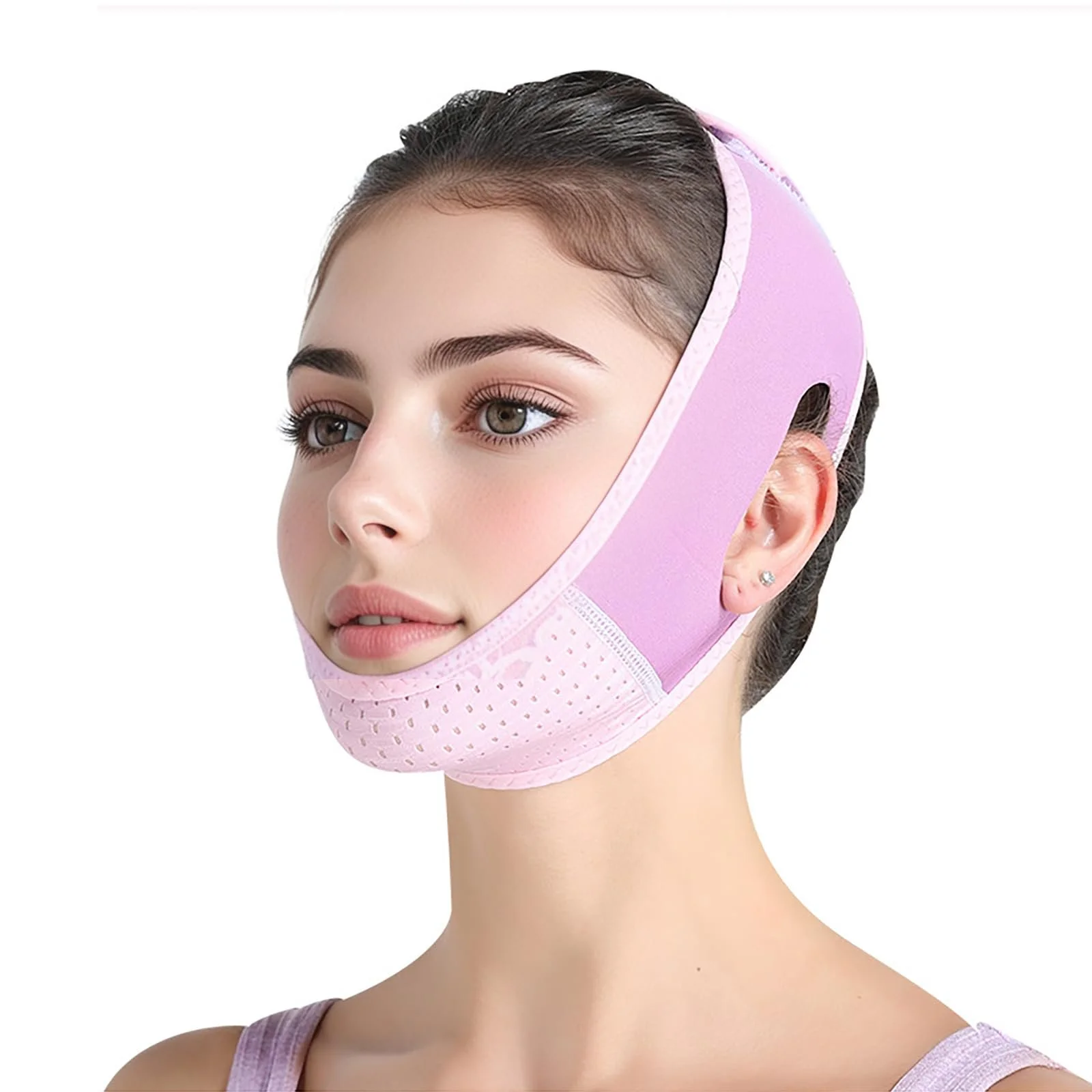 V-Line Маска для лица для подтяжки кожи Reusable Lifting Mask против второго подбородка для V-образного контура Дышащий эластичный материал Фиолетовый, фото №1