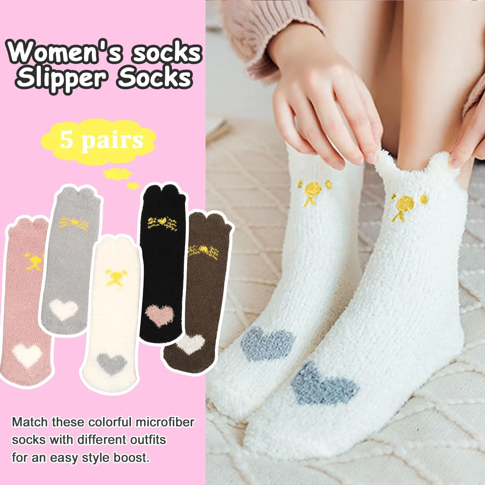 Носки Женские Теплые зимние носки для дома, многоцветные, 5 пар, фото №2 Носки Женские Теплые зимние носки для дома, многоцветные, 5 пар, фото №2