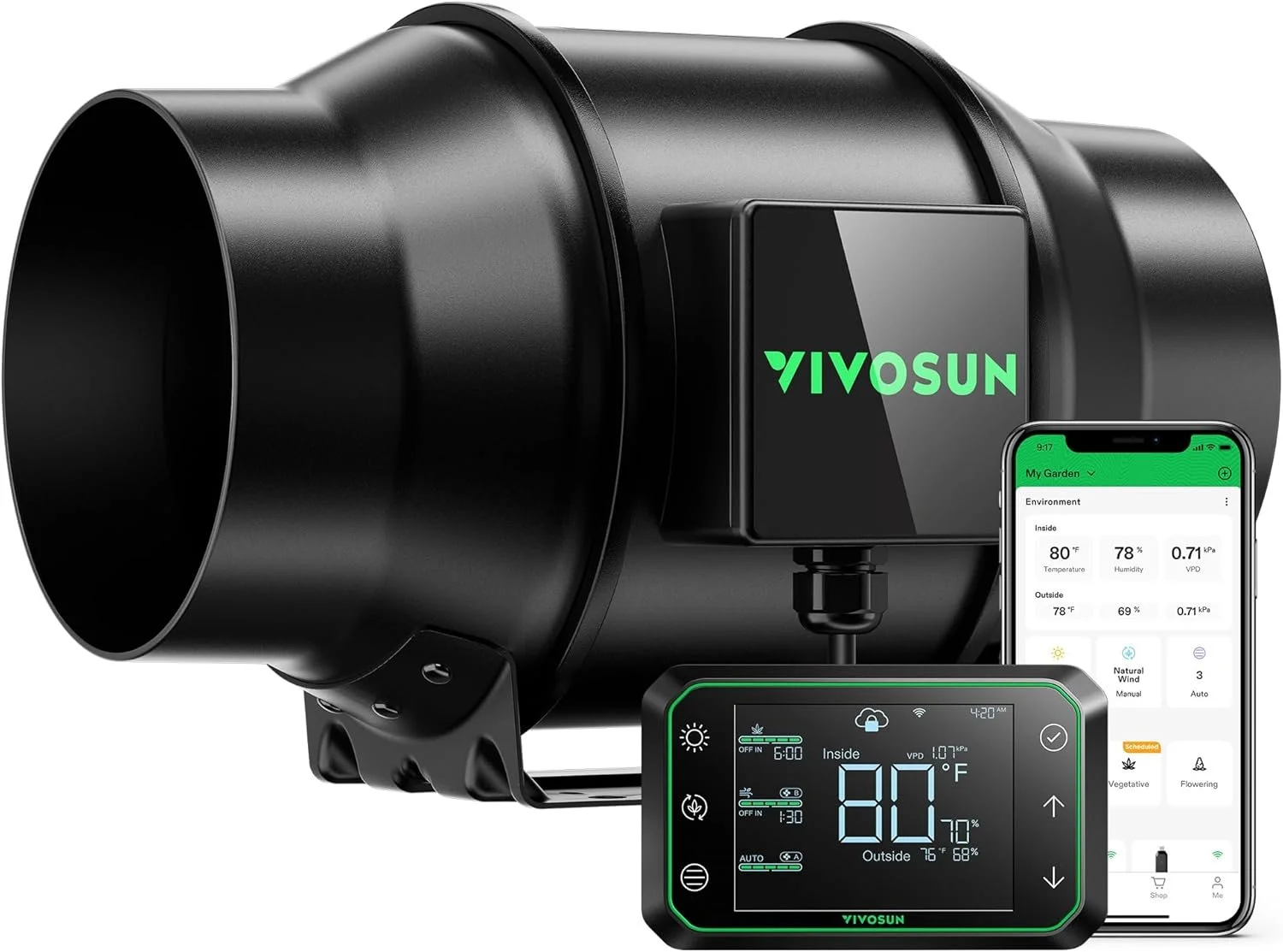 Канальний вентилятор VIVOSUN AeroZesh G6 / 32 дБ / 6" / 35 Вт / 2500 RPM / Чорний, фото №1