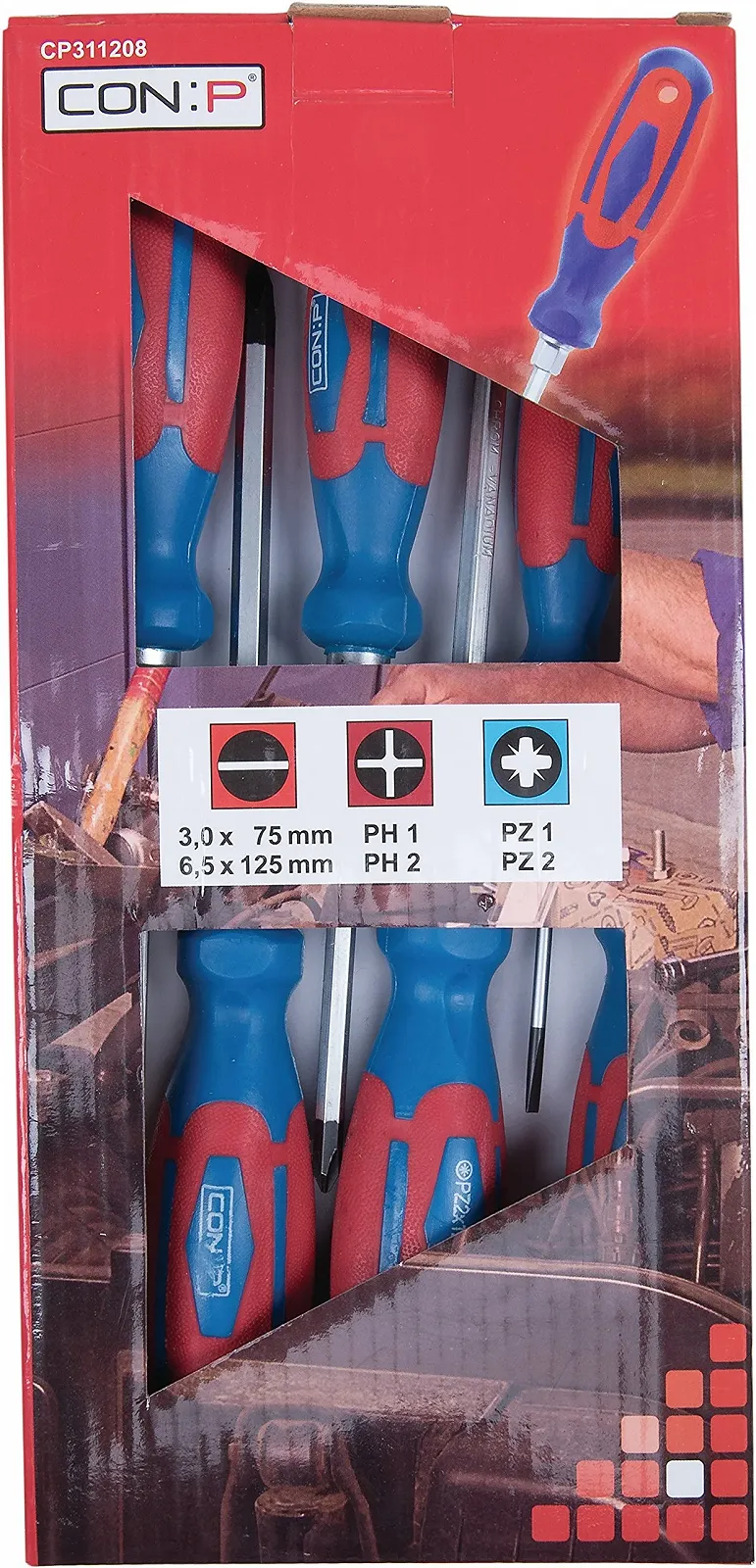 Набір викруток CP311208 Сріблястий/Синій/Червоний, фото №2