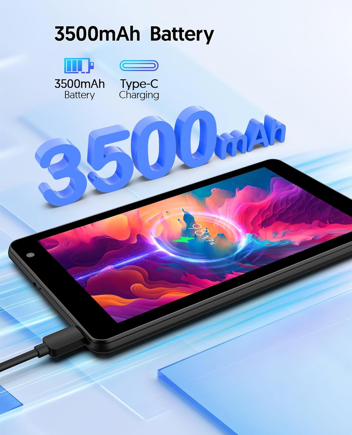 Планшет 7" HD BAKEN 7 Pro (3+5)/64 ГБ 4 ядра Android 14 Чорний, фото №6