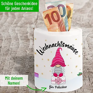 Скарбничка Christmas Mice Персоналізована з ім'ям Керамічна synthetic.ua - Фото 1