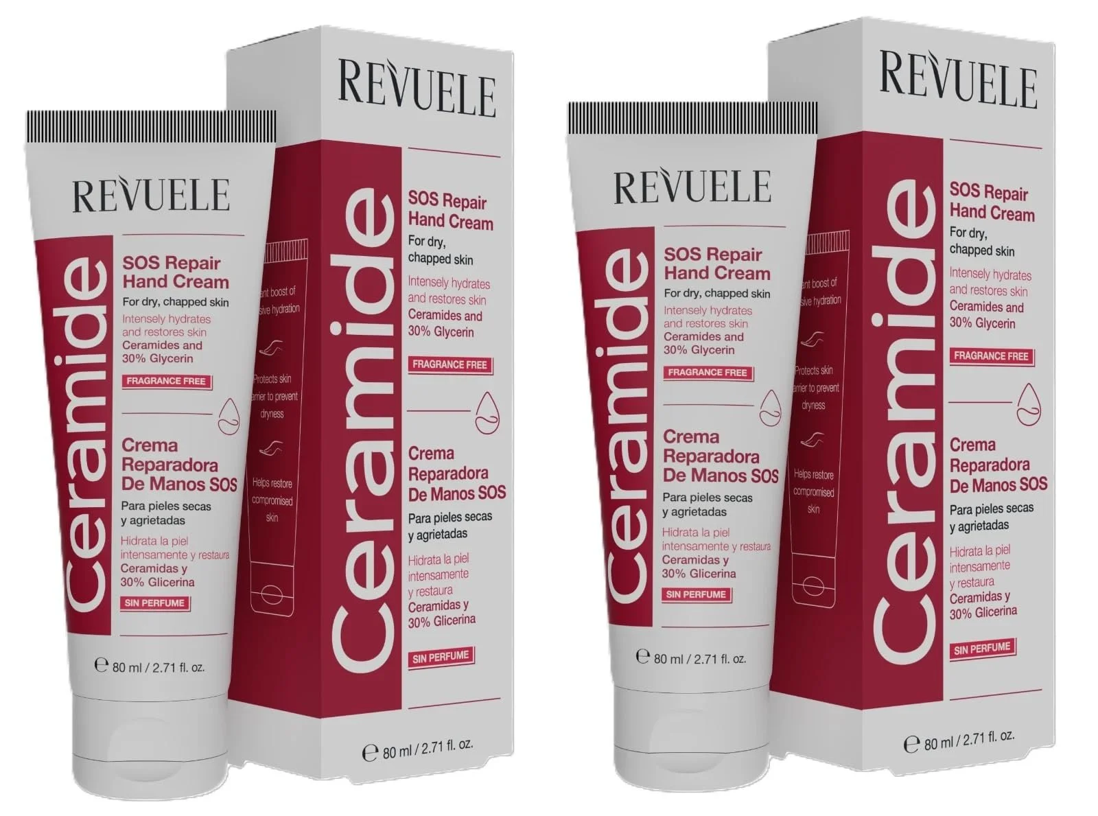 Крем для рук REVUELE Ceramide SOS Repair восстанавливающий 2х80 мл, фото №1