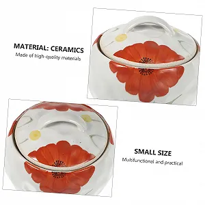 Горшок для тушения керамический С крышкой Белый каменный Термостойкий synthetic.ua - Фото 1