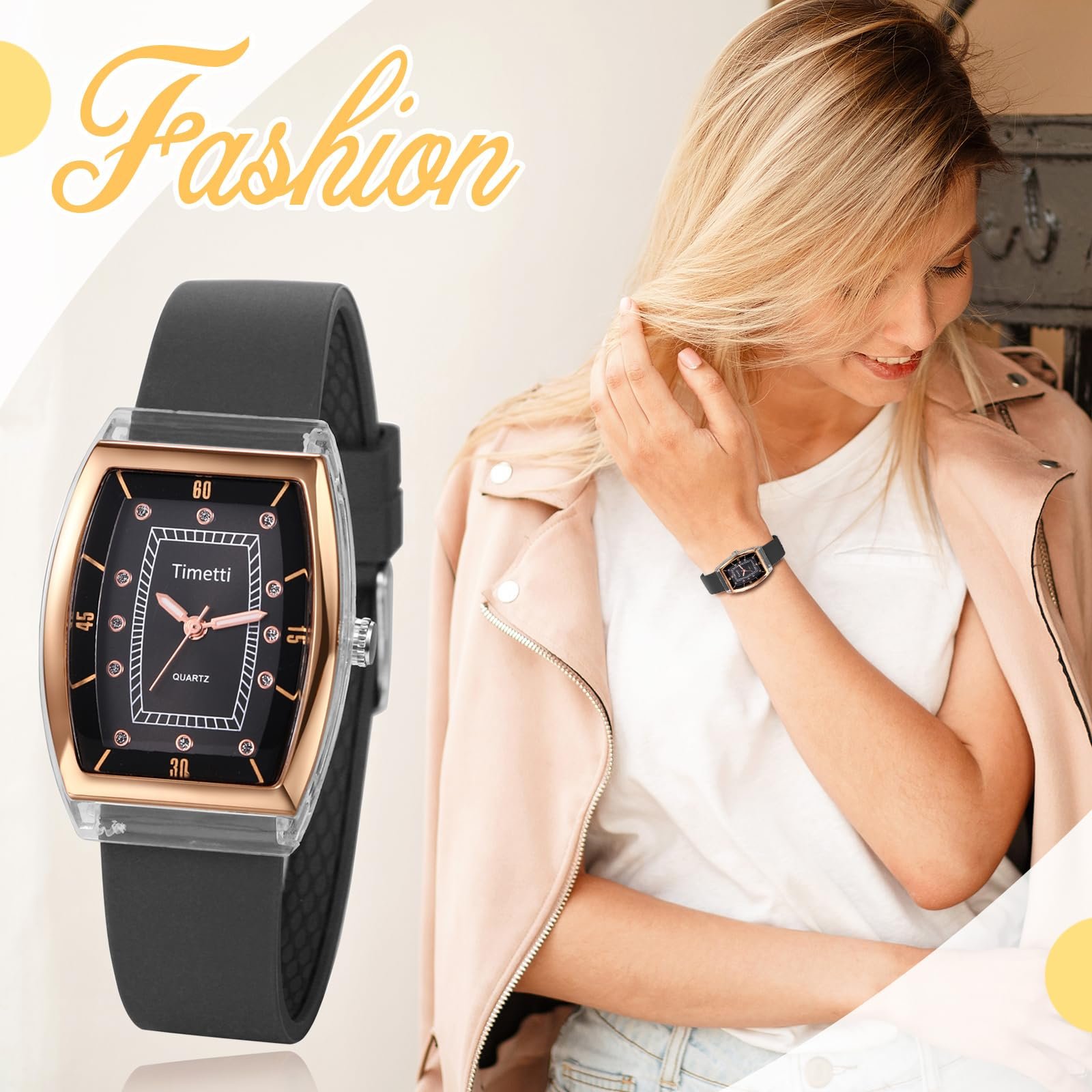 Часы Женские JewelryWe Квадратные Аналоговые Кварцевые Силиконовый Ремешок, фото №7