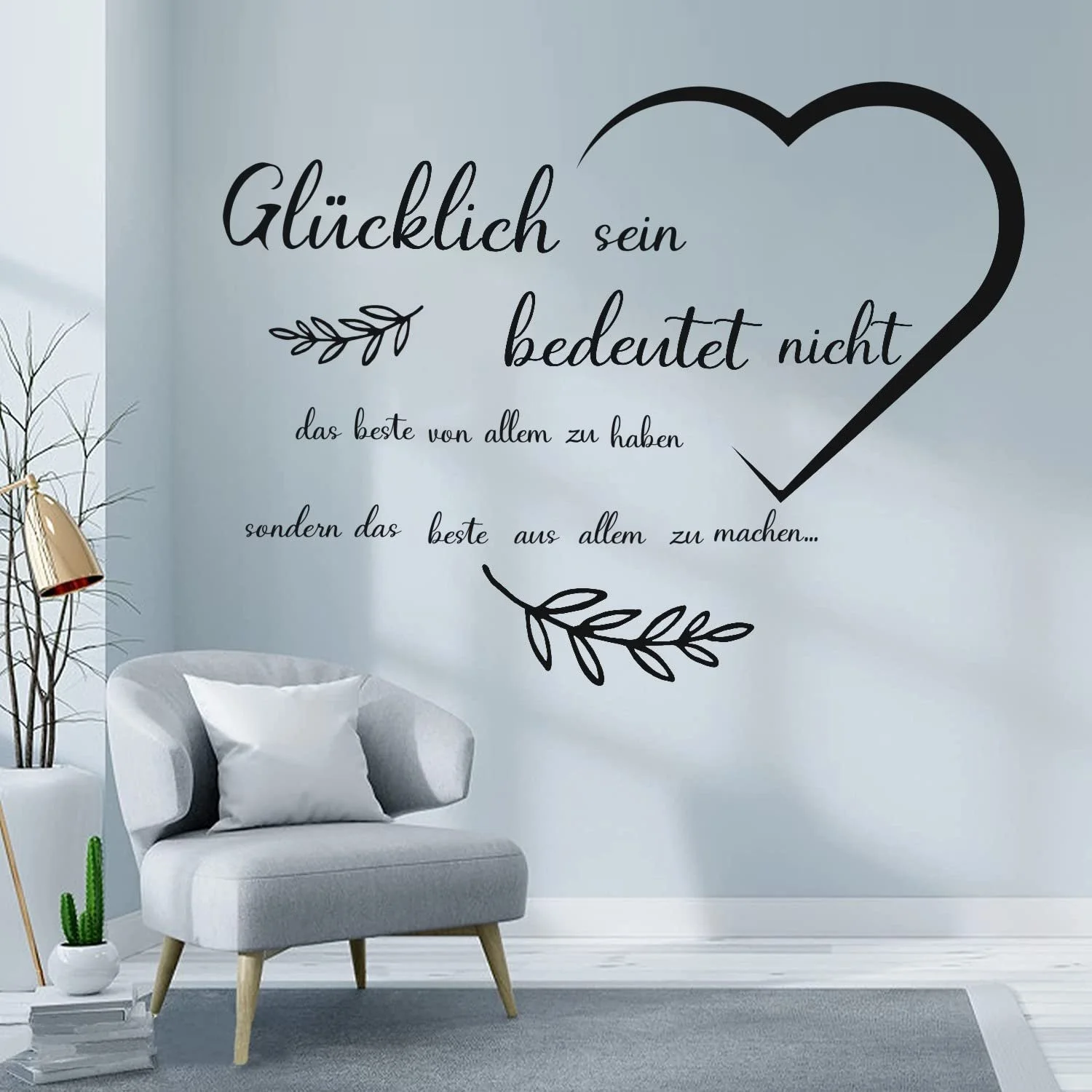 Наклейка на стену ANHUIB Happy Inspirational Sayings Quotes Черная, фото №3