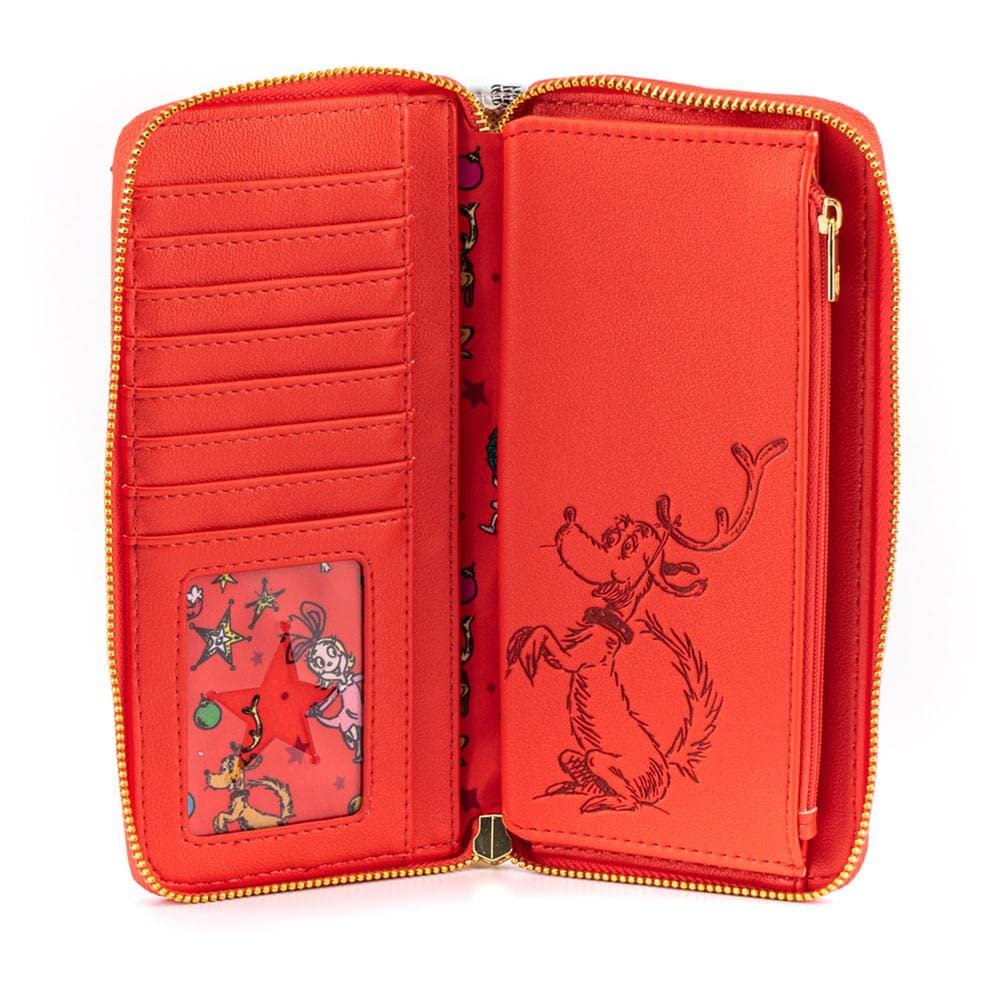 Кошелек на молнии Loungefly Dr. Seuss The Grinch Loves The Holidays, Multi, Зеленый, Кошелек на молнии с аппликацией Гринча на праздничную тематику, фото №4
