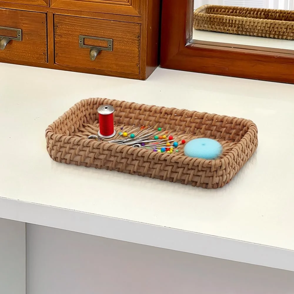 Кошик для зберігання Прямокутний Декоративний плетений лоток для декорування ванної кімнати, фото №4