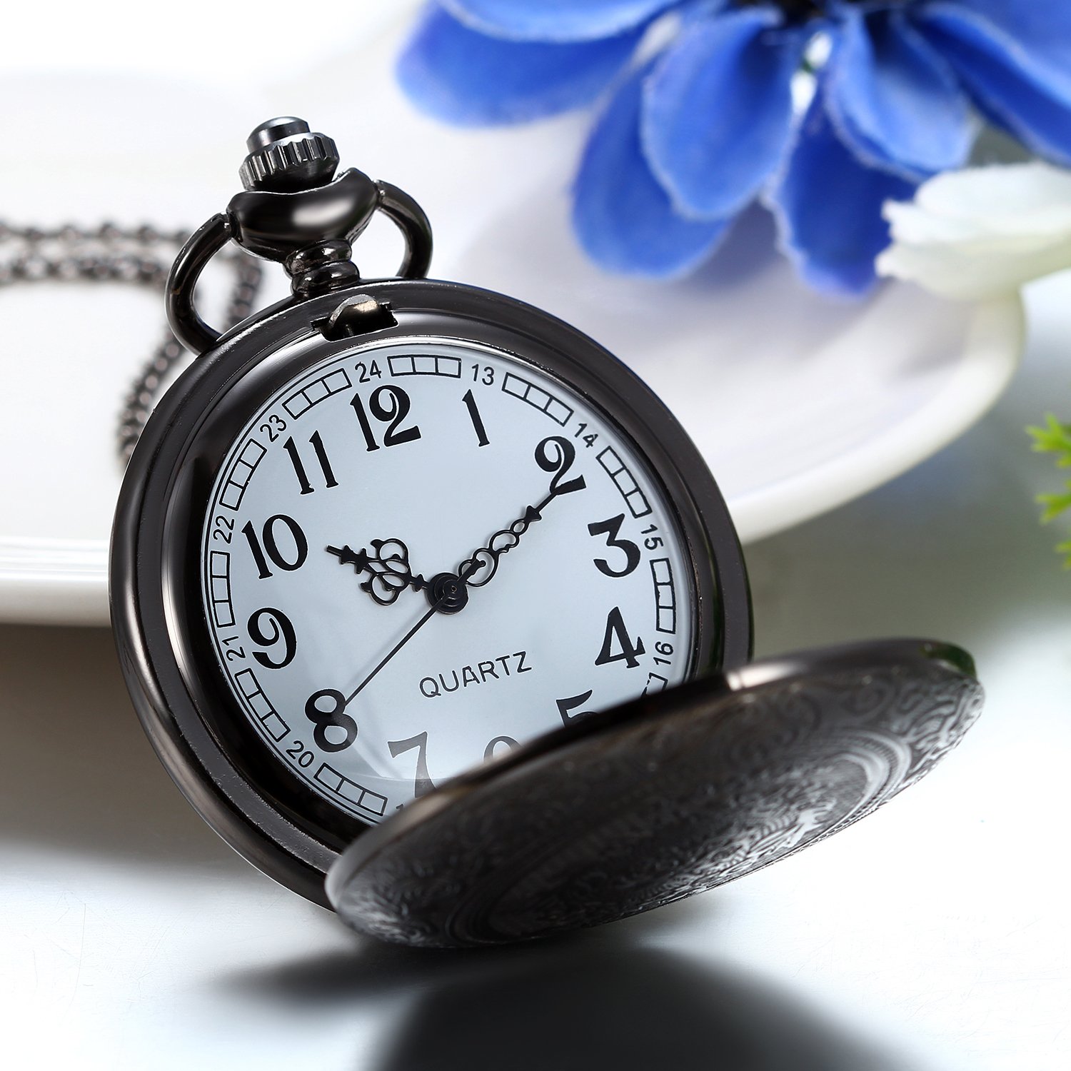 Taschenuhr JewelryWe Классическая Аналоговая Кварцевая Серебряная Зелёный С циферблатом, который светится, фото №3