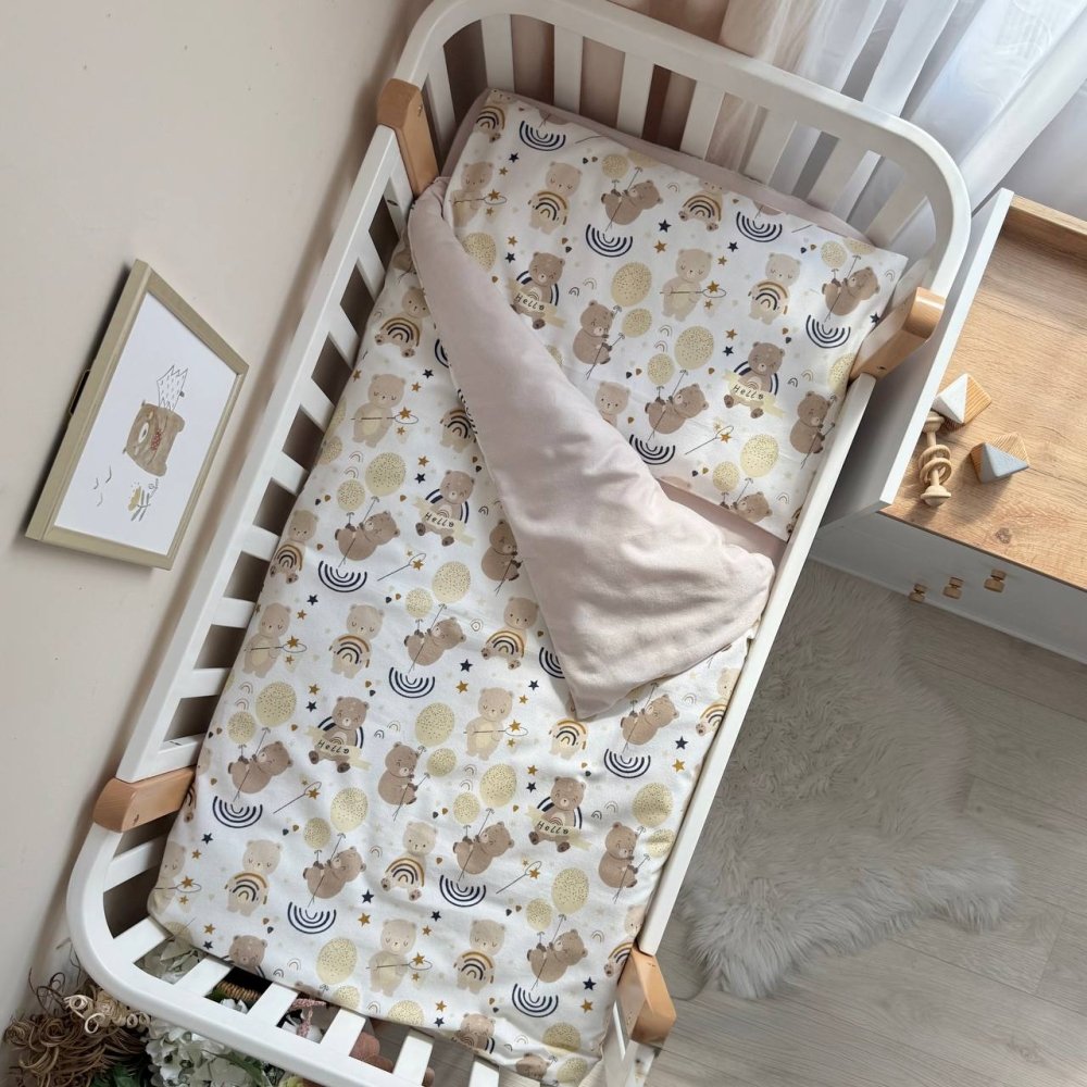 Дитячий комплект постільної білизни, бежевий, 3 шт., фото №1