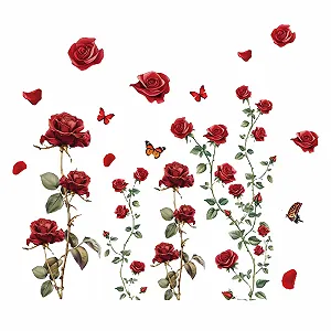 Купити Наклейки на стіну Red Rose Квіти та метелики Вінілові 67 x 67 см - Фото 1 Наклейки на стіну Red Rose Квіти та метелики Вінілові 67 x 67 см - Фото 1