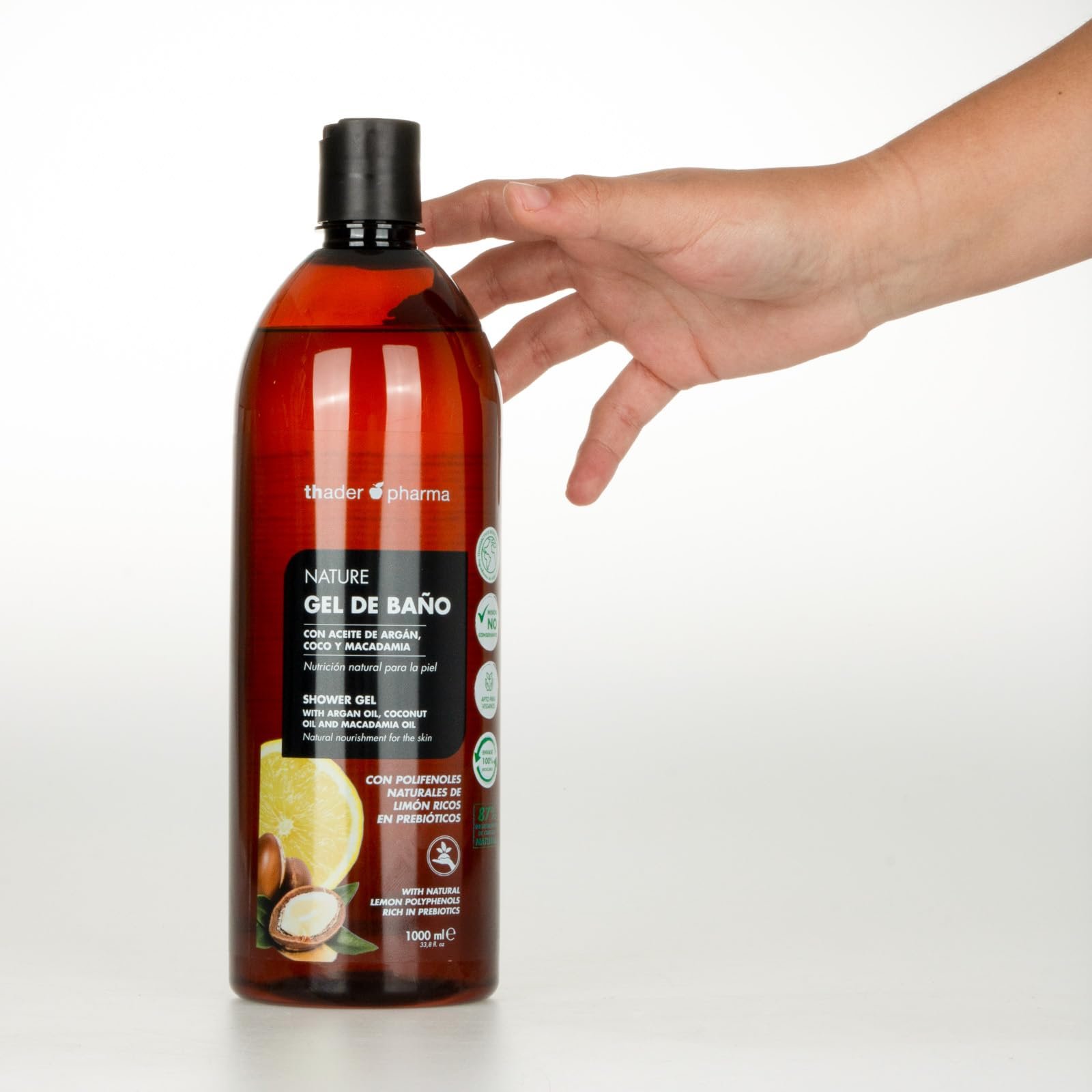 Гель для душа Thader Th Pharma с маслами арганы, кокоса и макадамии без сульфатов 1000 мл, фото №3