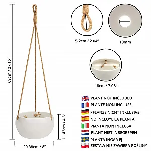 Подвесной горшок BELLE VOUS Ceramic 69 cm White synthetic.ua - Фото 1