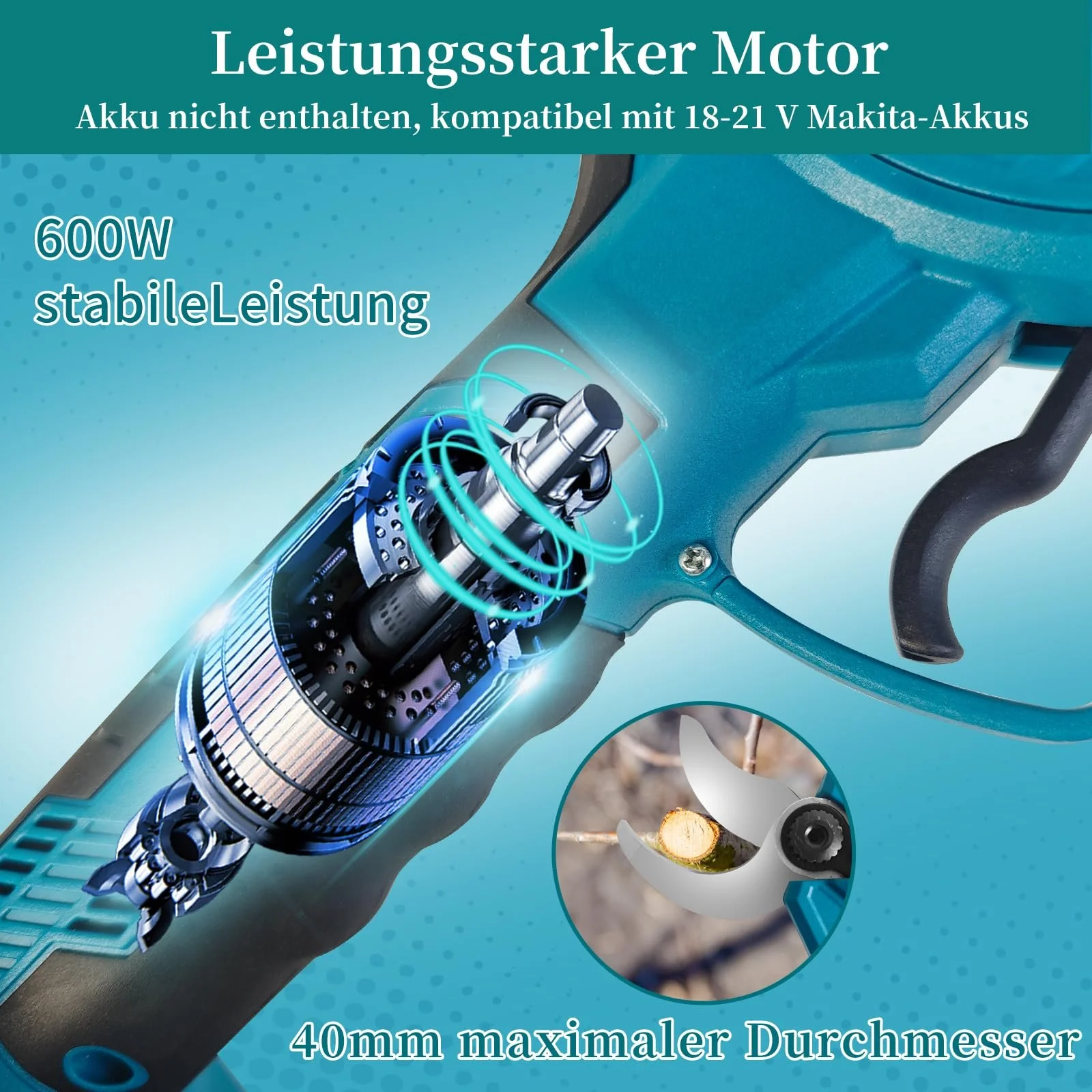 Секатор VKE Акумуляторний Max 40 мм, 600 Вт, фото №5