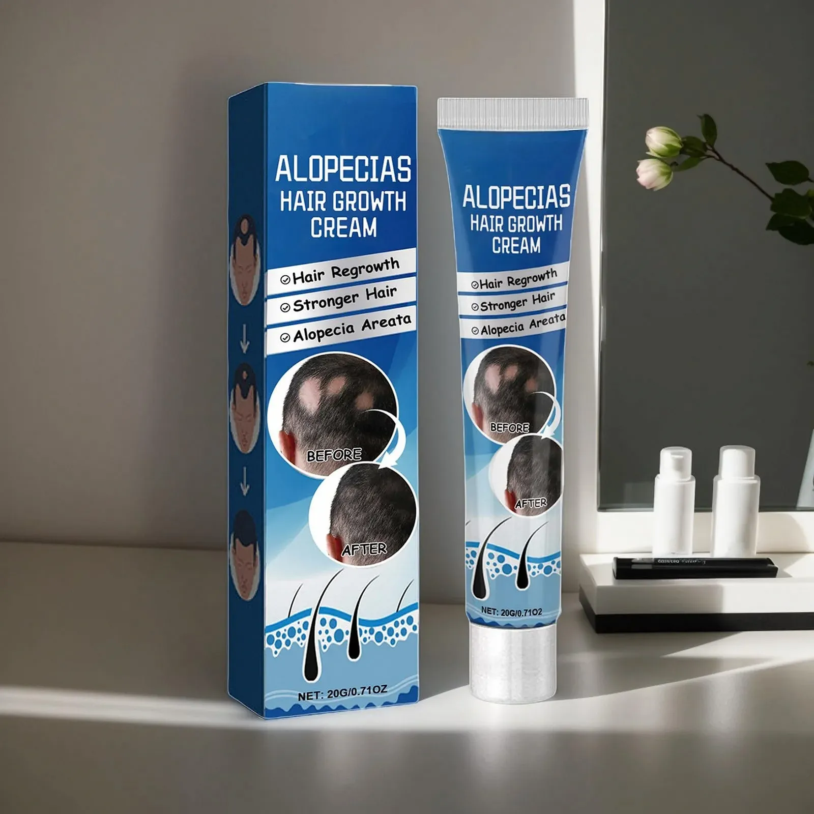 Крем для росту волосся Mimoqk, 20 г, натуральний крем для потовщення волосся, легка зволожуюча паста, фото №7