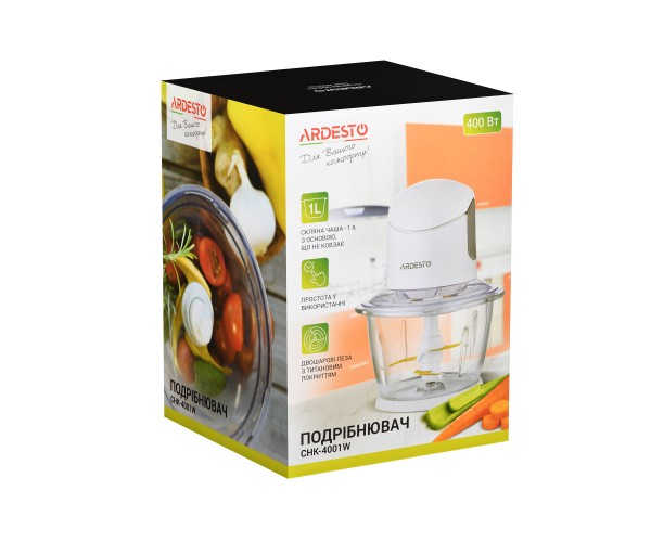 ARDESTO Подрібнювач CHK-4001W - 400Вт/1л/білий, фото №5 ARDESTO Подрібнювач CHK-4001W - 400Вт/1л/білий, фото №5