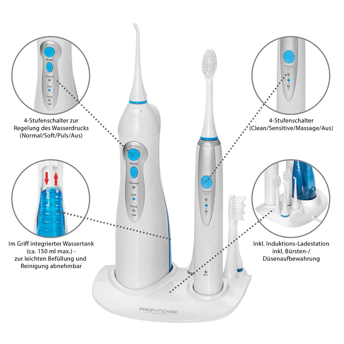 Стоматологічний центр ProfiCare PC-DC 3031 звукова зубна щітка та іригатор, фото №5