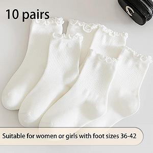 Носки с рюшами женские, 10 пар, Белый, 36-42 synthetic.ua - Фото 1