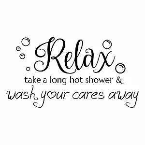 Наклейка на стіну SUPERDANT Relax Bubble Take A Long Hot Shower Вінілова Чорна 33 x 58 см - Фото 1