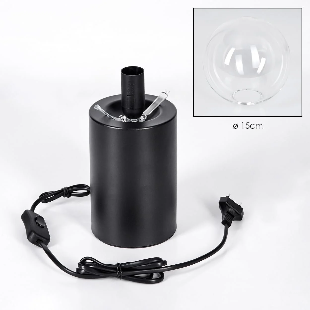 Настільна лампа HOFSTEIN Gastor Метал/Скло Чорна/Прозора Retro/Vintage Ø 15 см E14, фото №5