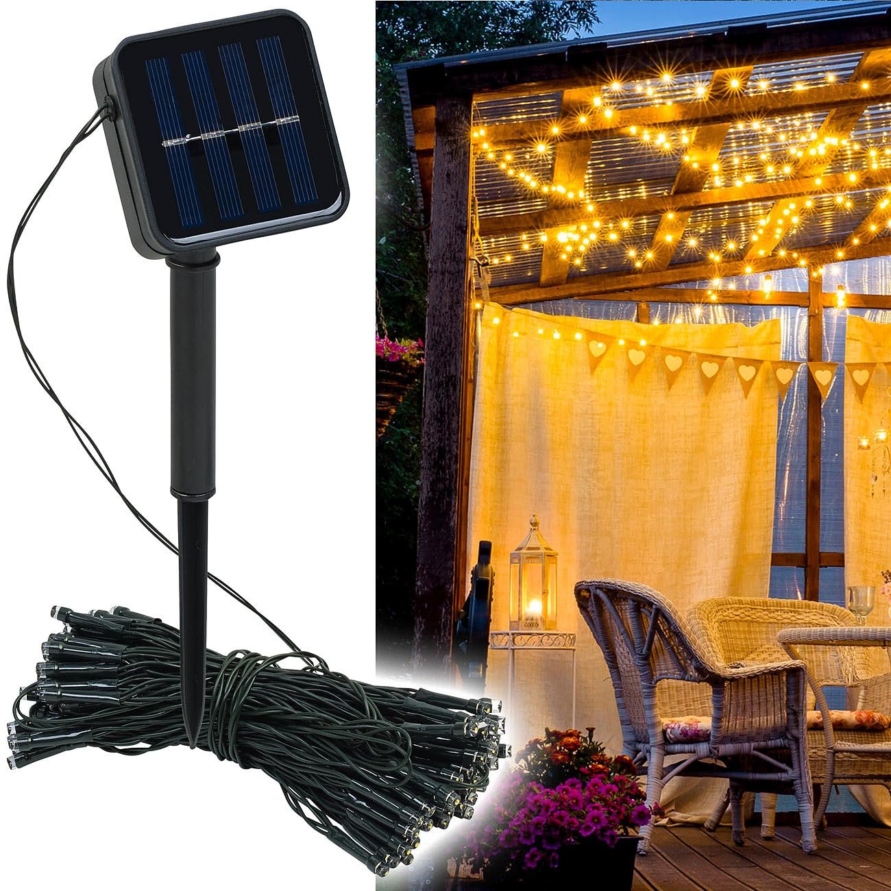 Гірлянда Lunartec Solar 100 LED теплий білий 12 м, фото №2