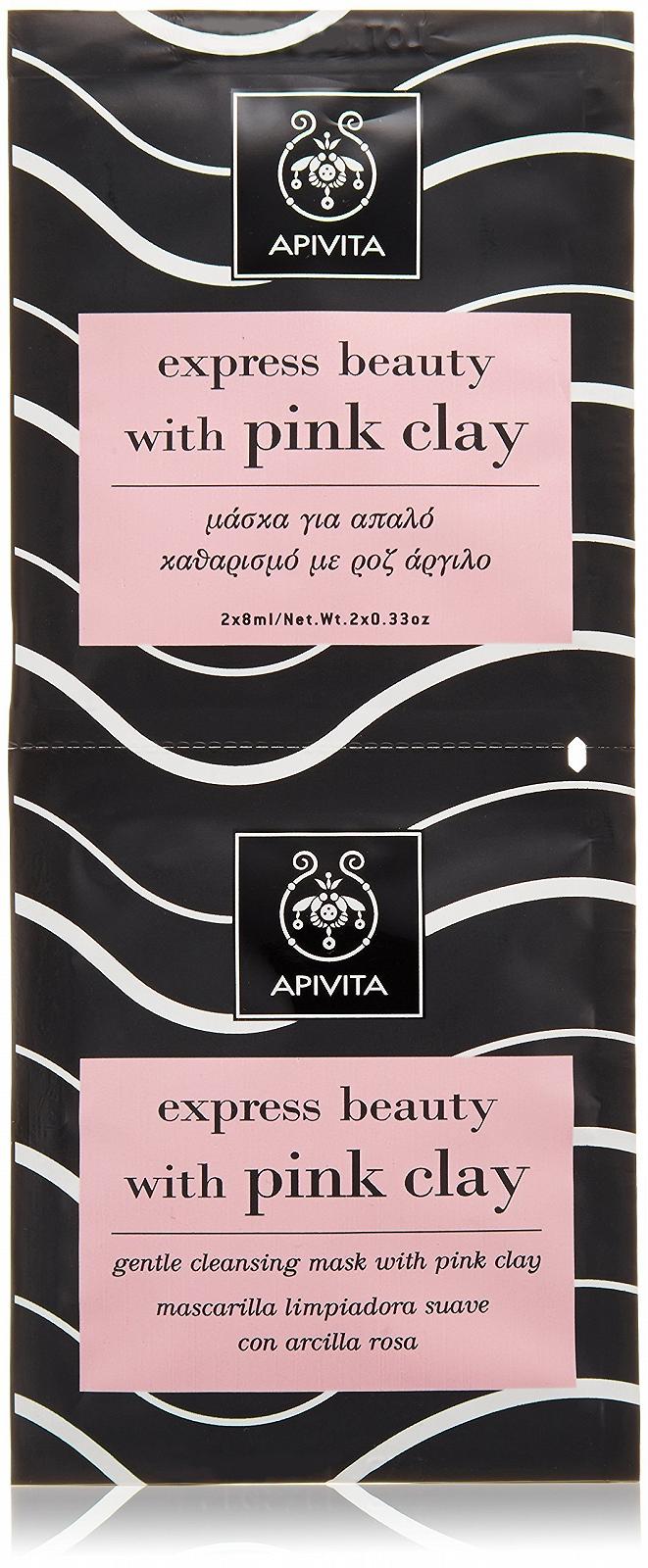 Маска для обличчя Apivita Express Beauty Очищуюча з рожевою глиною 2x8 мл, фото №1