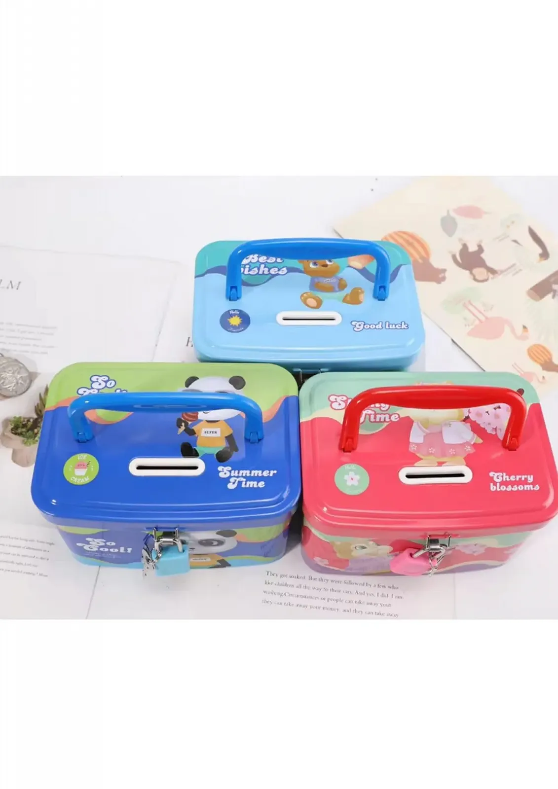 Скарбничка Metal Lunch Box Panda Bear Велика Червона Металева, фото №8