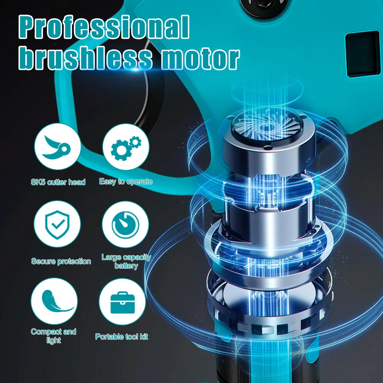 Секатор акумуляторний  Makita 18 V, 55 мм, 40 мм, фото №5