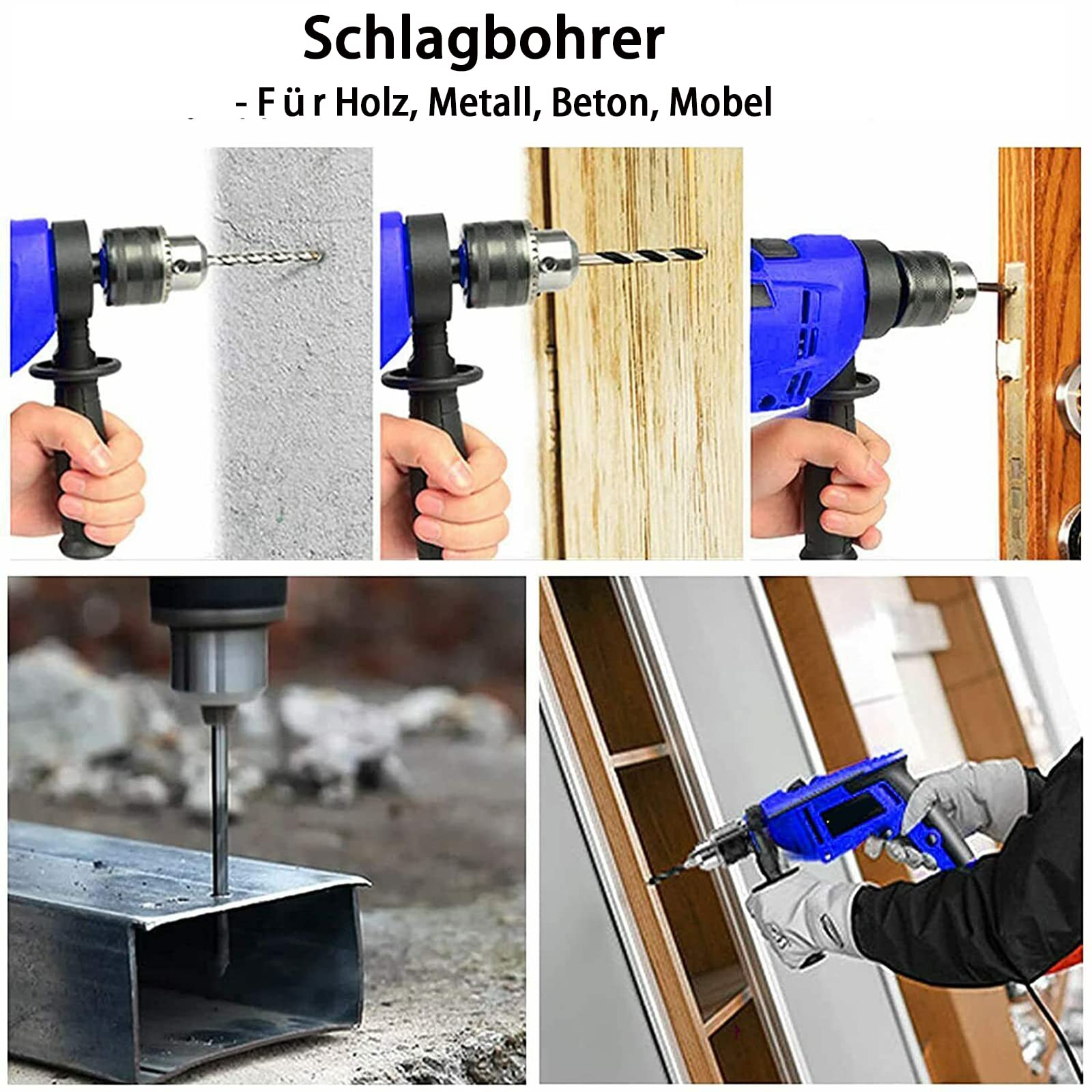 Перфоратор Професійний перфоратор 550 Вт, обмежувач глибини та затискний патрон, SDS Plus 3x для цегли, дерева, сталі, бетону, кладки, фото №6