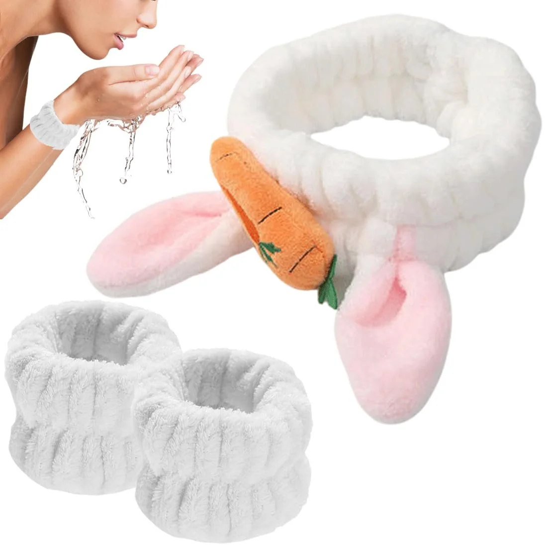 Пов'язка для волосся Плюшева Різдвяні Оленячі Роги для Макіяжу з Напульсником, фото №1