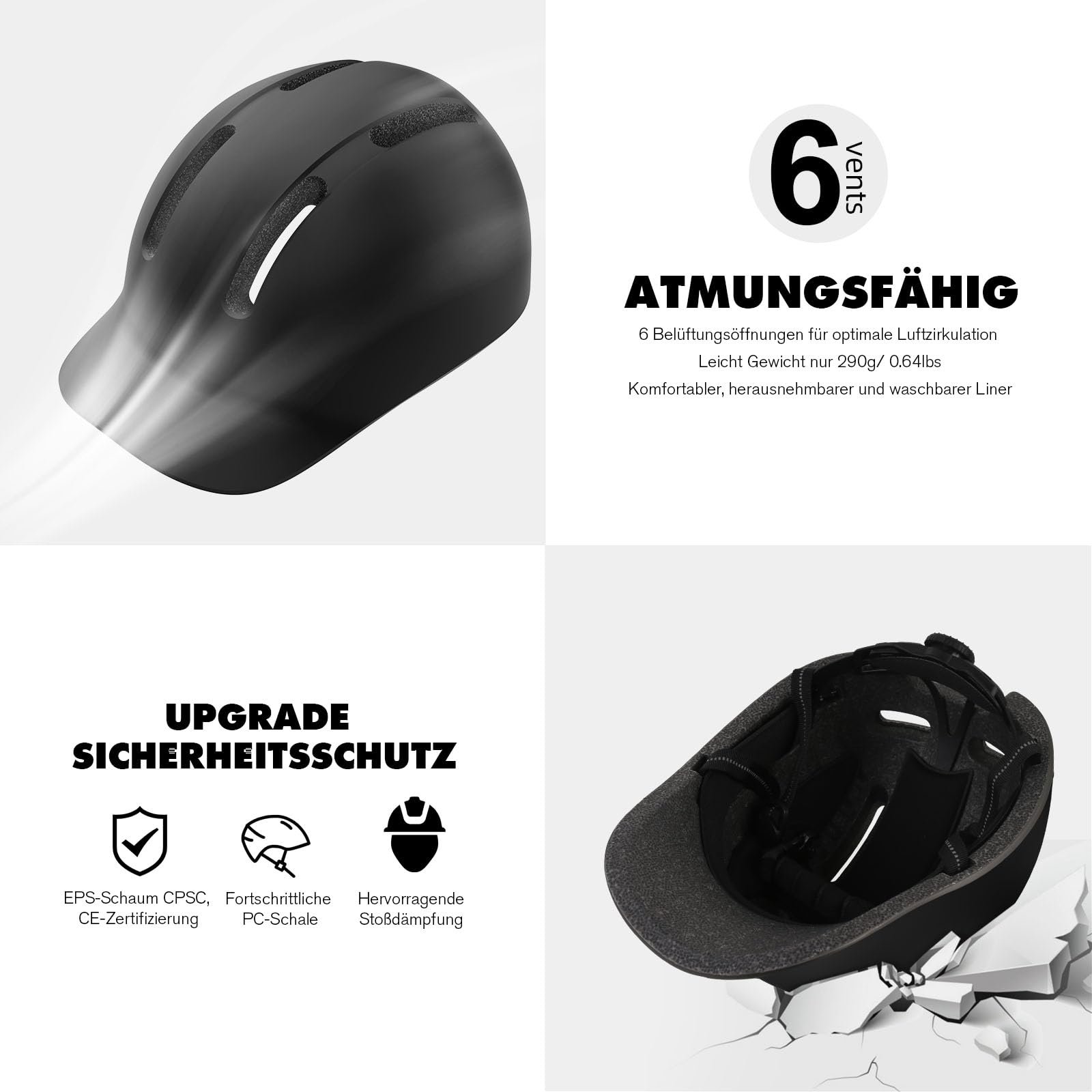 Шолом Shinmax для чоловіків та жінок, регульований, з козирком і захистом від сонця, легкий і вентильований для міста та шосейного велосипеда, фото №3