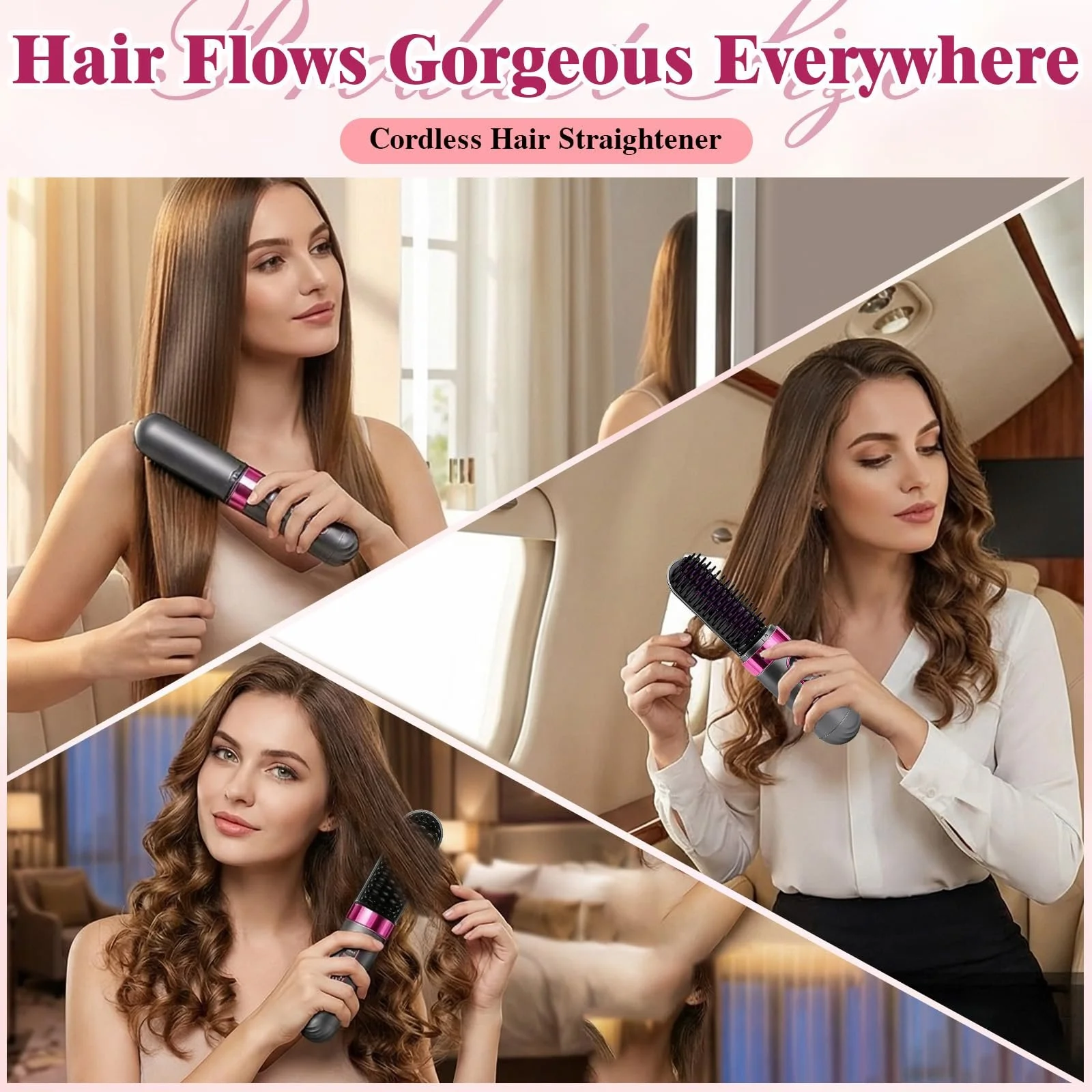 Бездротова щітка-вирівнювач Go Brush Pro для короткого волосся 4 температурні режими, фото №7 Бездротова щітка-вирівнювач Go Brush Pro для короткого волосся 4 температурні режими, фото №7