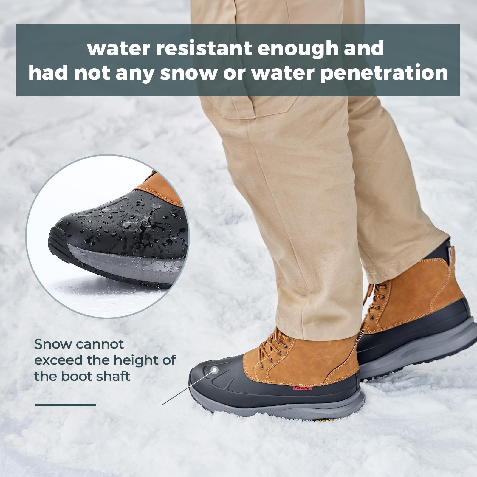 Черевики зимові FitVille Extra Wide Waterproof Lined Snow Boots Short Shaft Non-Slip Shoes, фото №5