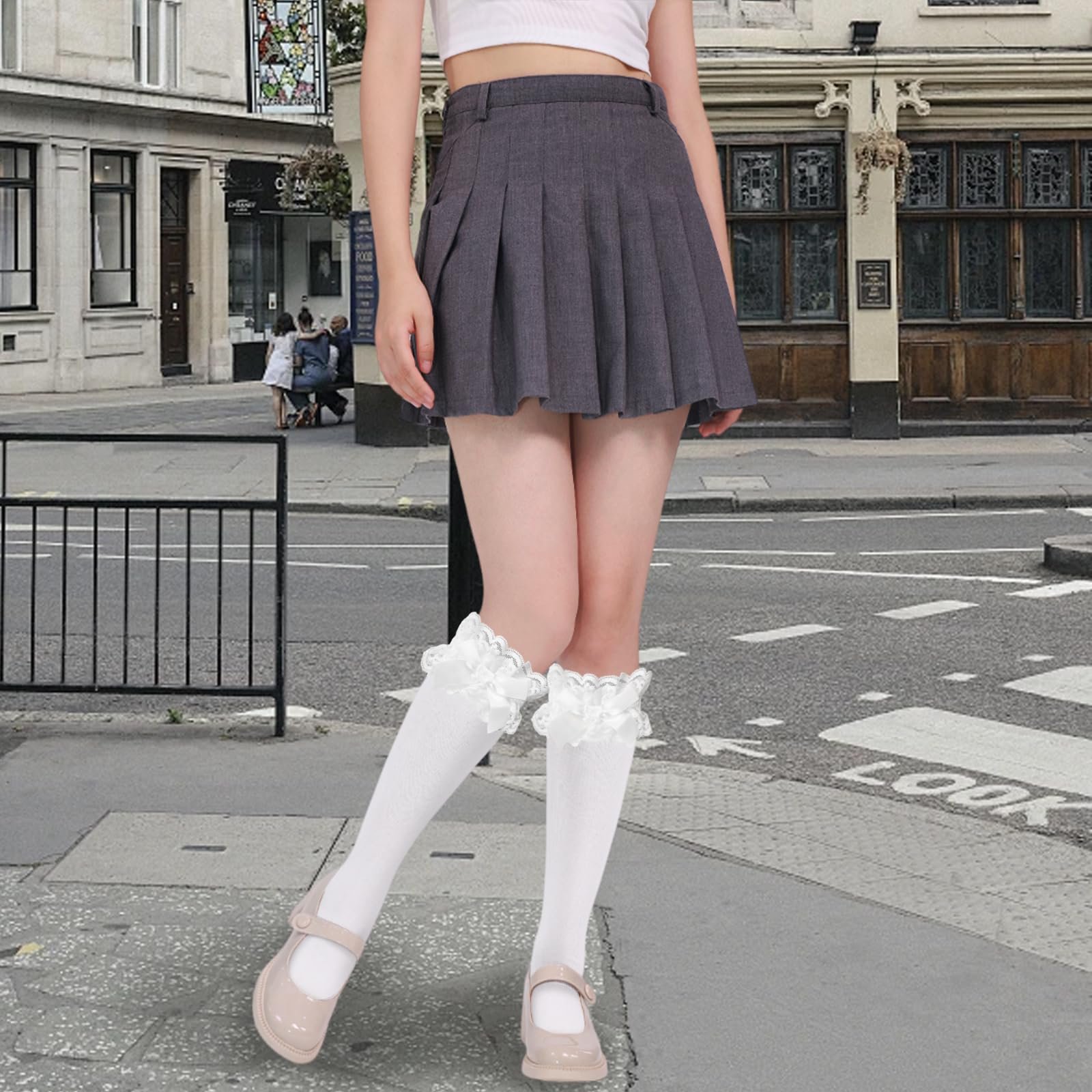 Женские гольфы (2 пары) с рюшами и бантами, белые, фото №4