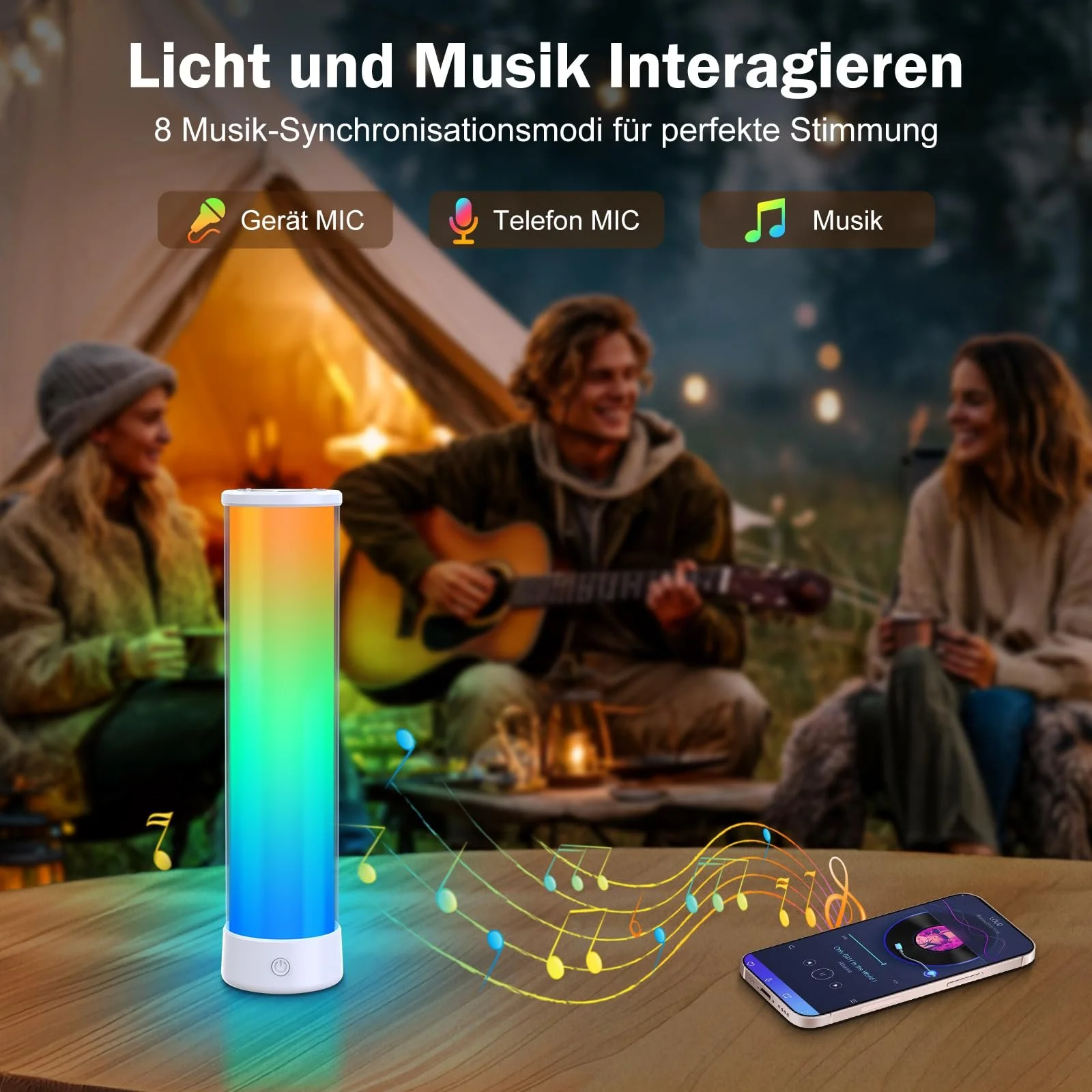 Світлодіодна настільна лампа HANDSONIC Бездротова RGBICWW 2700-6500K з пультом та додатком, фото №4