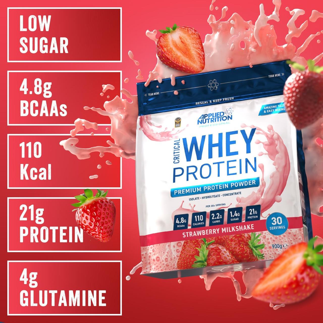 Протеин Applied Nutrition Critical Whey 900 g Strawberry Milkshake, фото №3
