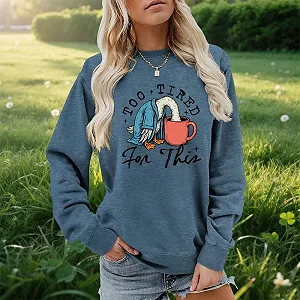 Толстовка MLZHAN Too Tired For This Женская Смешная Утка Закопала Голову в Чашку Графические Топы С Длинными Рукавами Повседневная Рубашка synthetic.ua - Фото 1