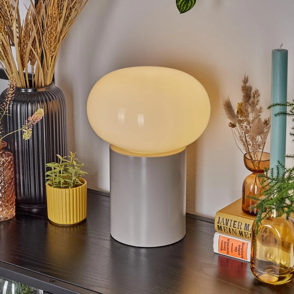 Настільна лампа Godrie Сучасна Приліжкова Метал/Скло Ретро/Вінтаж Ø 20 см H 27 см 1 x E27 Тауп Біла, фото №8