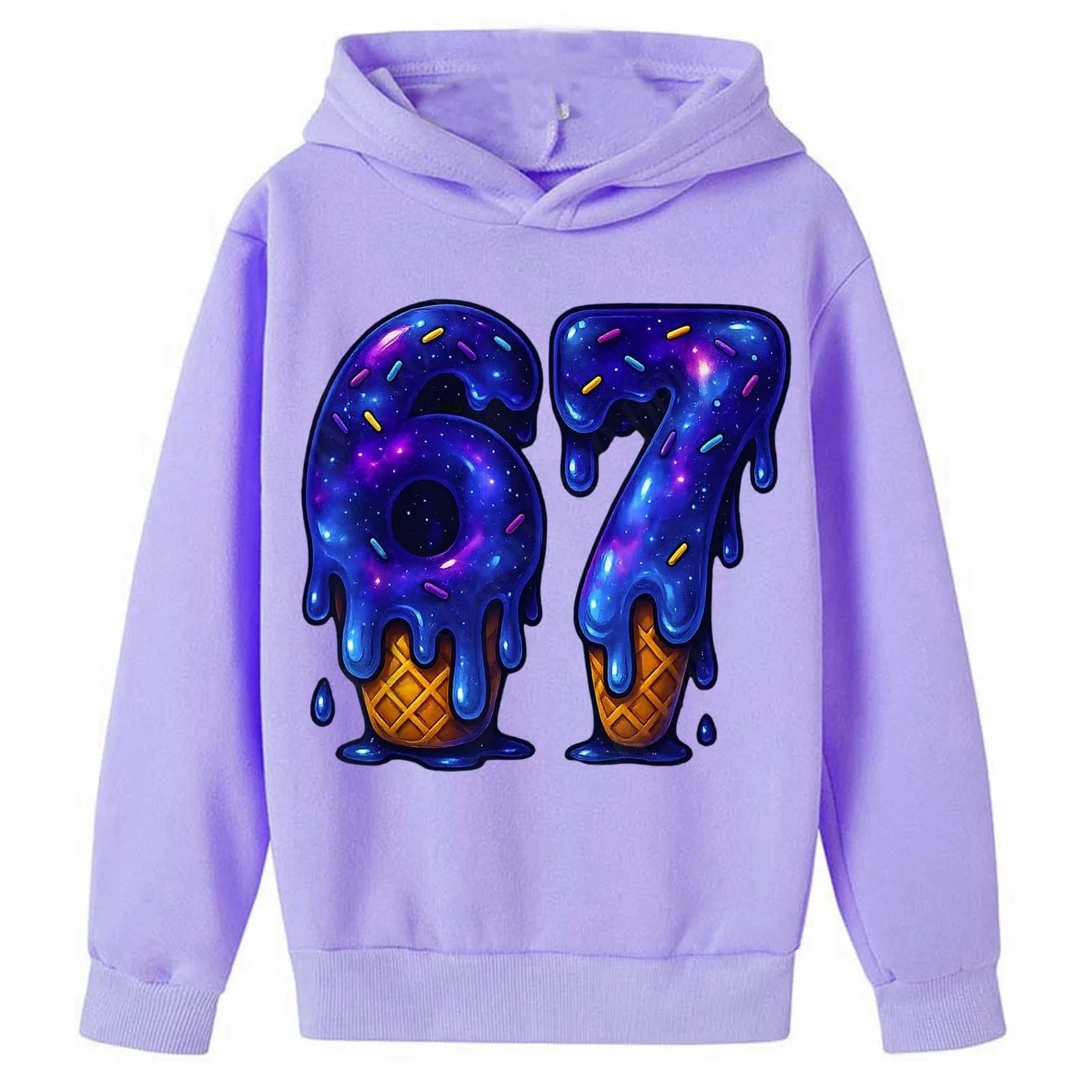 Худи для девочки с графическим принтом, мягкий флисовый пуловер с карманами, размер 128, фото №1